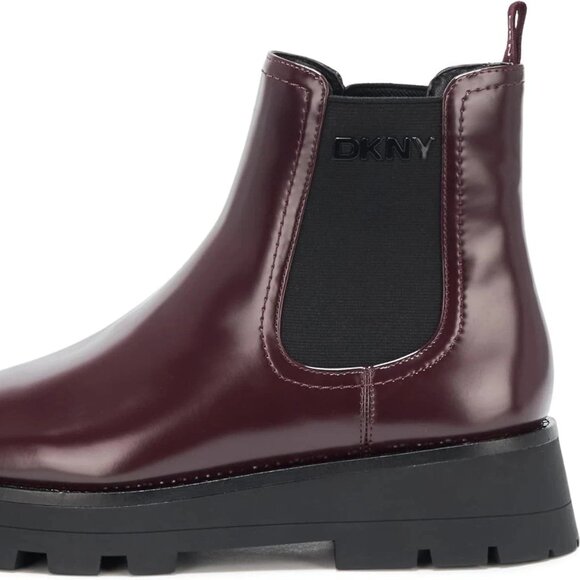 DKNY Senni Chelsea Boots Wine 8.5M Chunky Platform Pull-On MSRP $149 - Picture 2 of 5